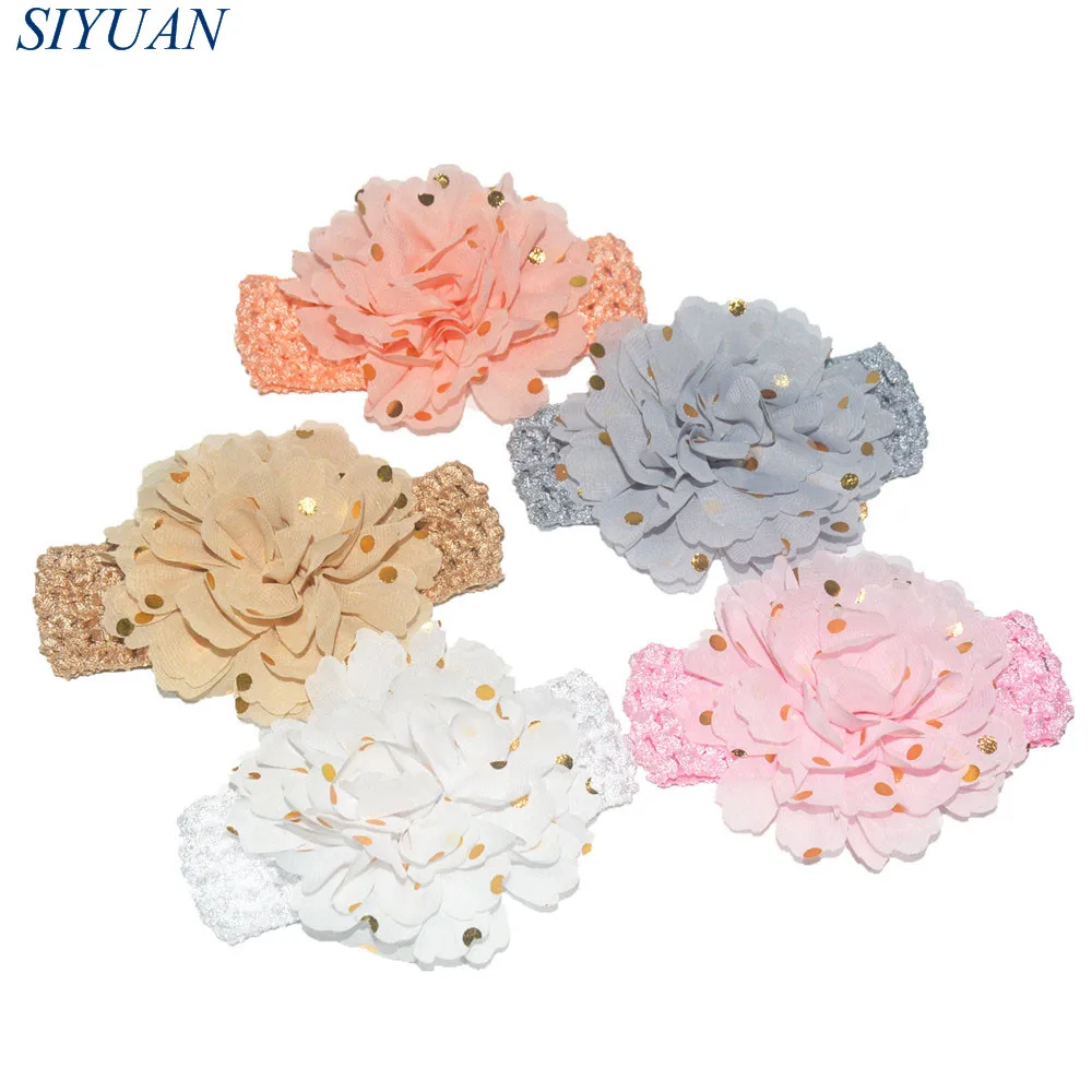 3 шт./лот Экологически чистая эластичная вязаная повязка на голову с 10 см горошек