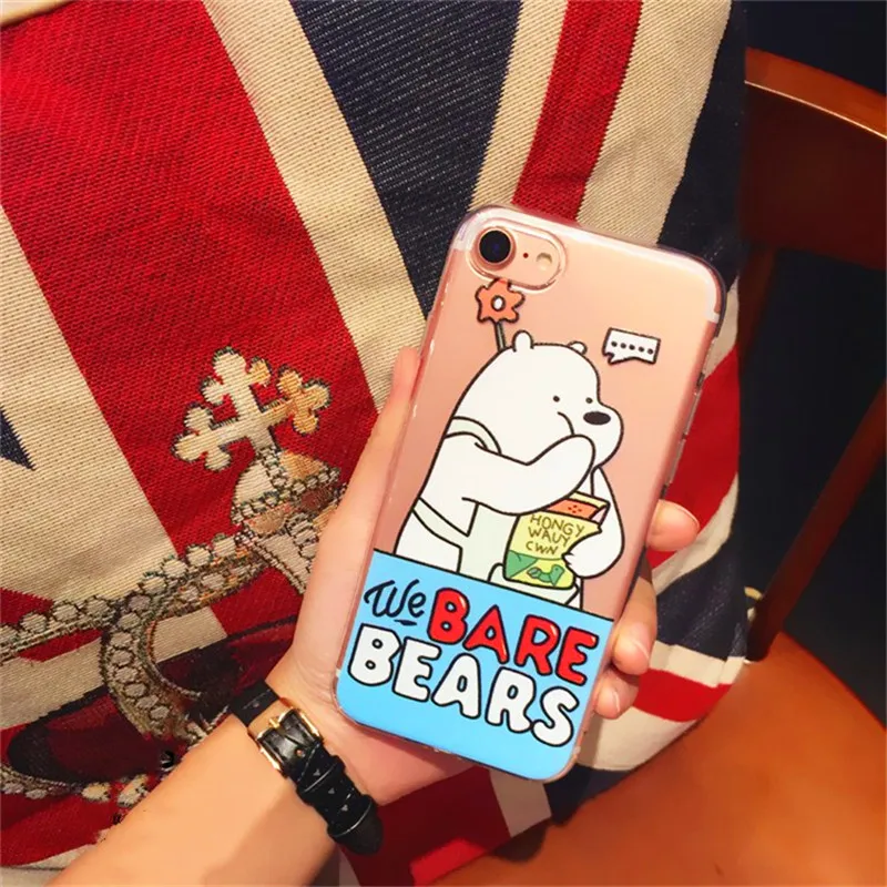 Прозрачный мягкий чехол для телефона из ТПУ с рисунком медведя панды iPhone 5 5S SE 6 S 7 8