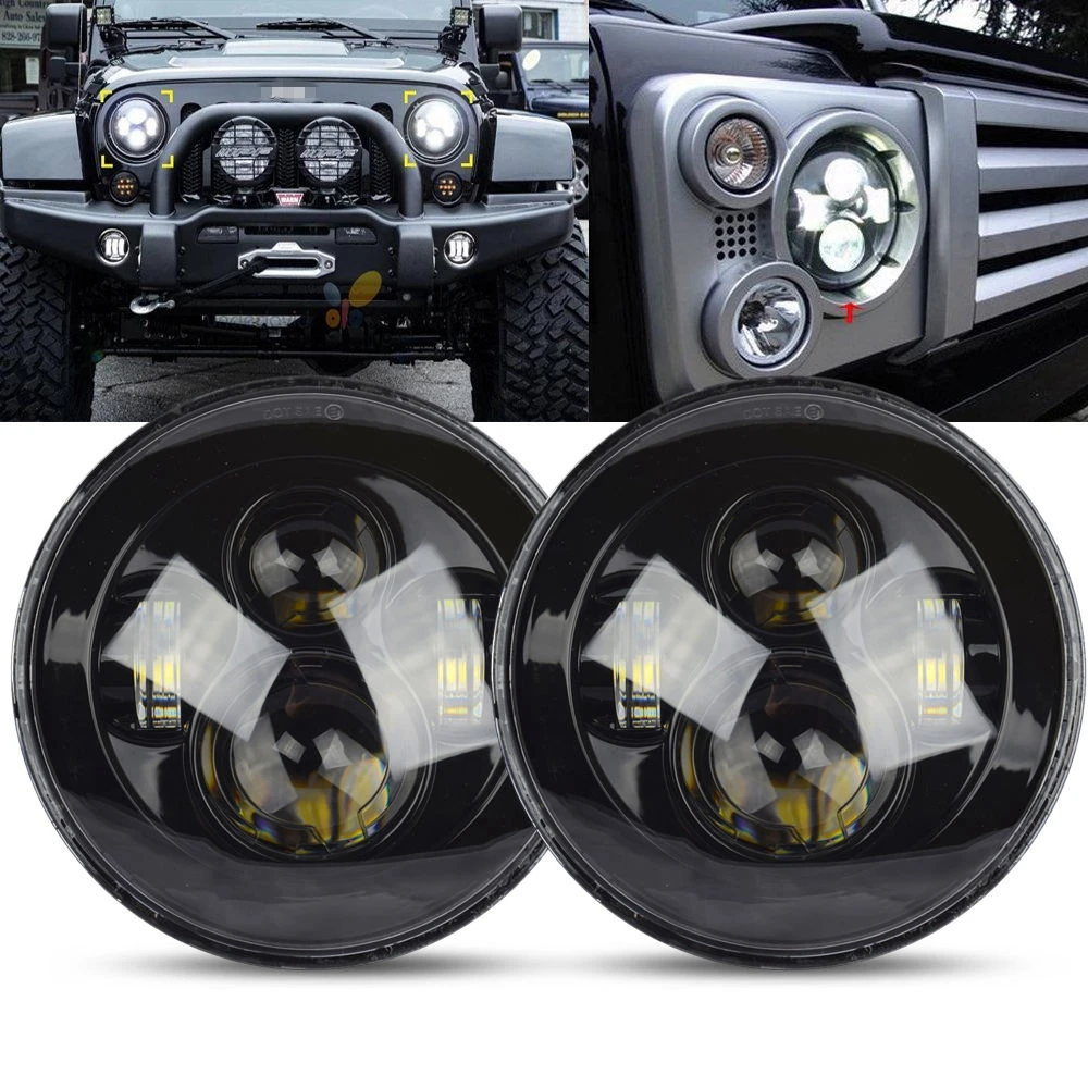 7 дюймовый круглый светодиодный фар головного света для Jeep Wrangler JK Hummer H1 H2 Lada 4x4 urban Niva фары дальнего света с двойной луч