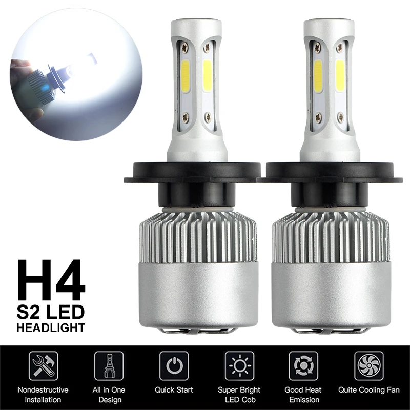 Светодиодный головной фонарь OKEEN S2 H4 H7 H1 COB H11 H13 12 В 9005 9006 H3 9004 9007 9012 72 Вт 8000LM