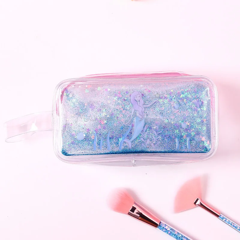 mermaid blue Kawaii Bling чехол для ручки милый Блестящий Карандаш Чехол Русалка Сакура Pounch для девочек школьные принадлежности канцелярские принадлежности милый Органайзер - Цвет: mermaid blue