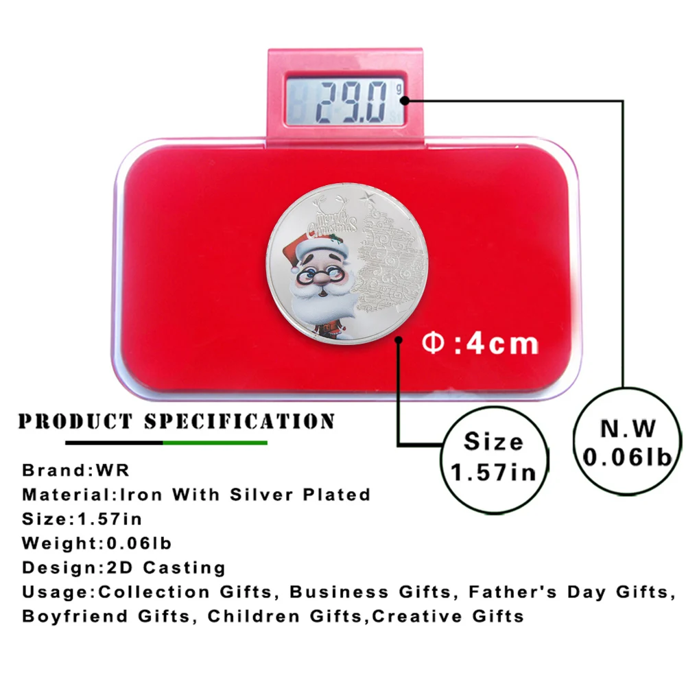 WR Санта Клаус Посеребренная металлическая монета рождественские подарки 2017