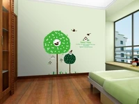 kids green tree cartoon childrens room decor vinyl wall sticker