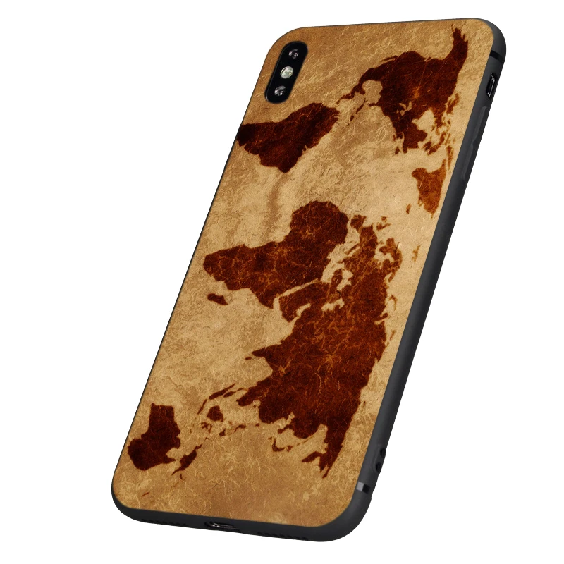 Черный ТПУ чехол для iphone 5 5s se 6 6s 7 8 plus x 10 силиконовый XR XS 11 pro MAX путешествий карта