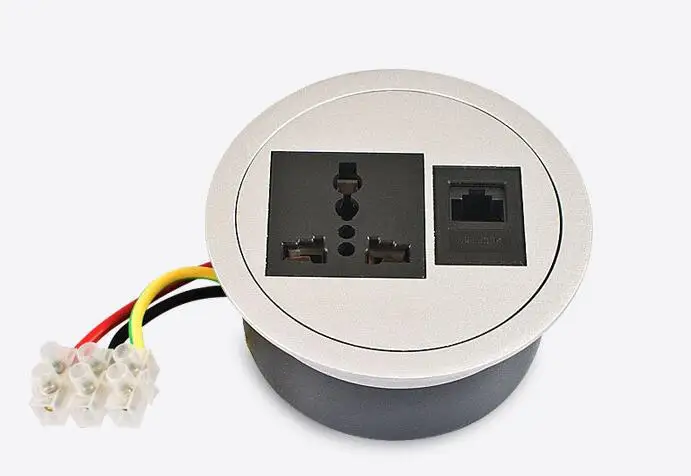 Verkaufen 2019 Möbel Desktop Runde Buchse Mit Tel Und Internet Anschluss Kabel Cubby Silber Schwarz Angepasst Maß Farbe 100 Stücke