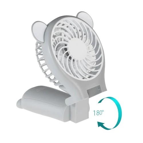 Portable Bear Shape Mirror Cute Mini Handheld Table Foldable Fan 2 Speed USB Rechargeable With Function | Бытовая техника