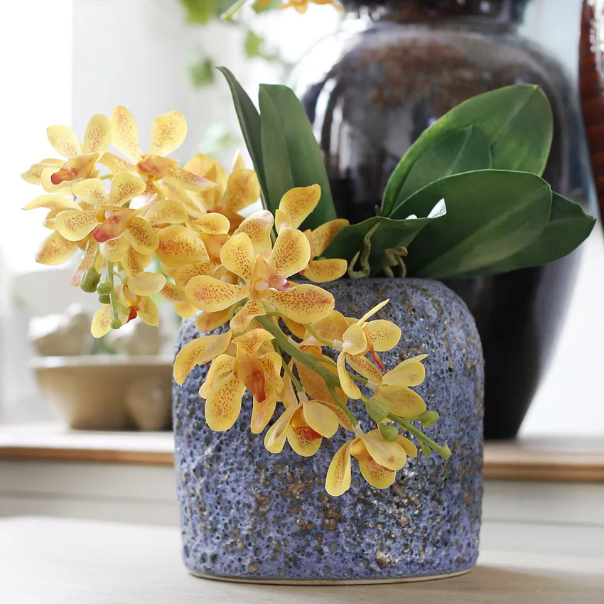 Натуральный сенсорный Искусственный латексный стол с орхидеей цветами и ветками