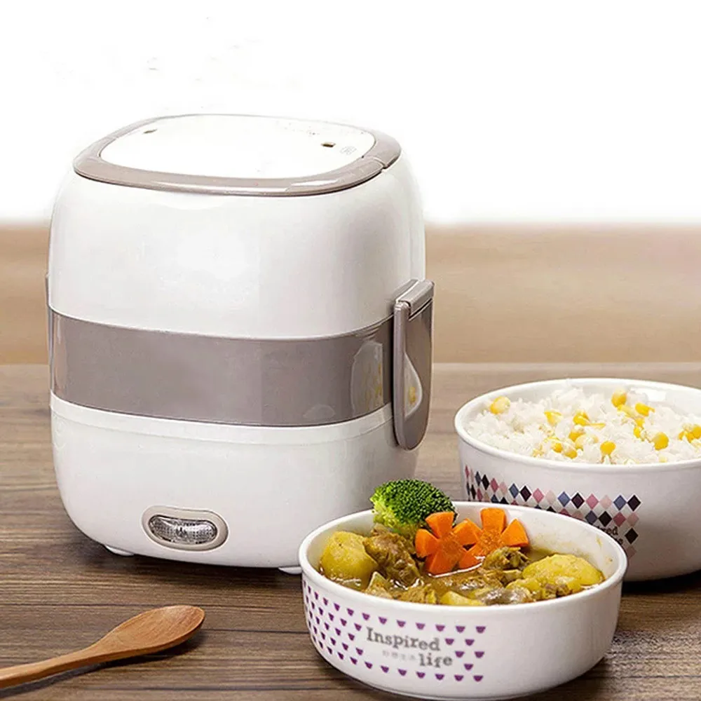 

Ланч-бокс с электрическим подогревом, 2-х Уровневый Стандартный Ланч-бокс, подогреватель еды Bento, мини-рисоварка, пароварка, ЕС, США