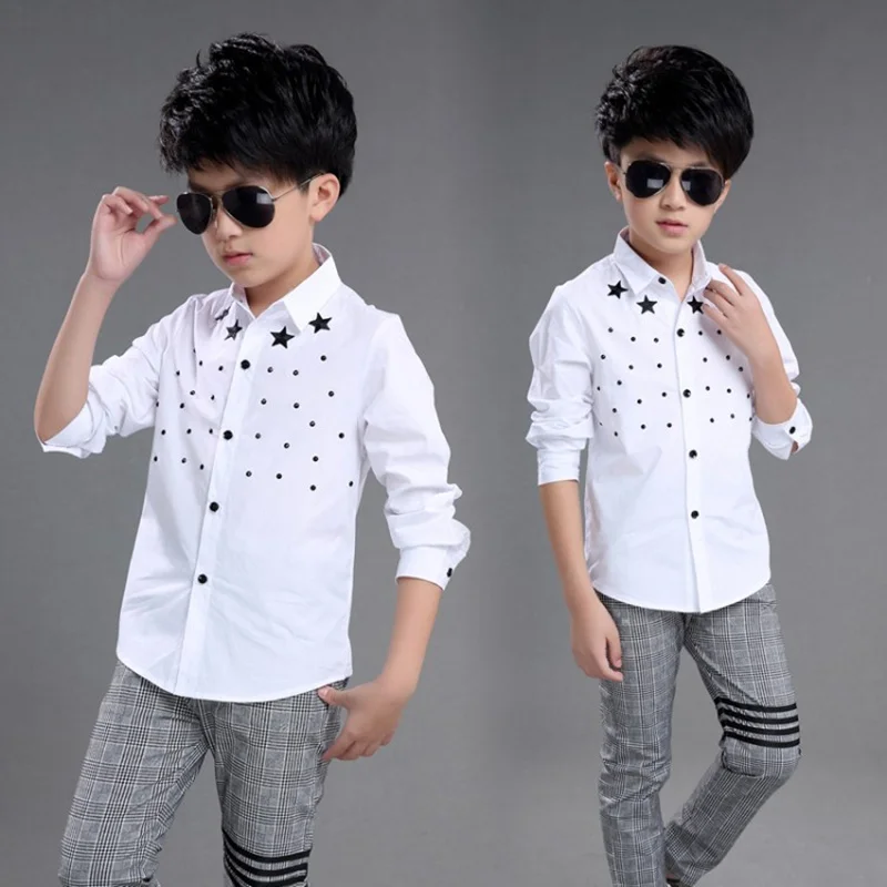 Коллекция 2019 года Осенняя детская одежда рубашки для мальчиков с длинными