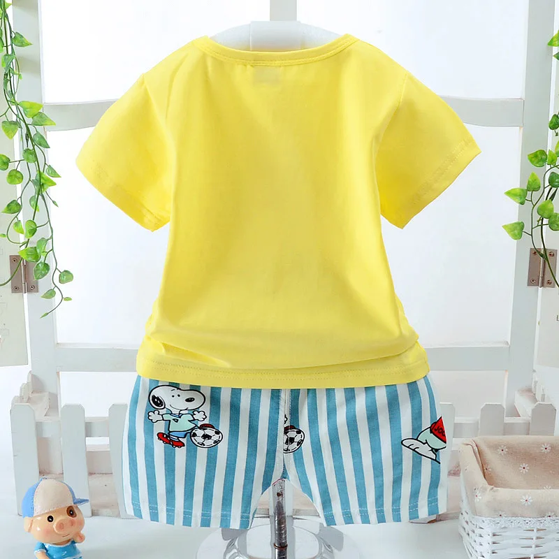 Лето 2018 хлопок с короткими рукавами Шорты для малых и средних мальчиков девочек