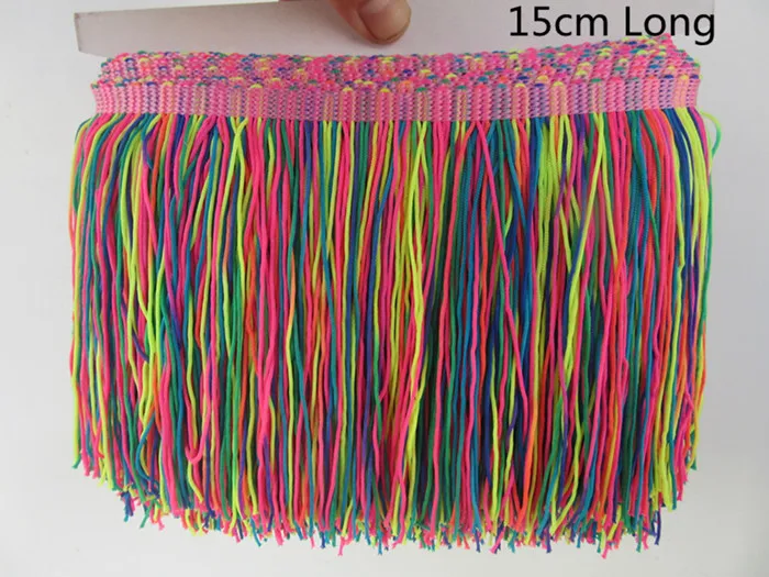 Mixed color 15cm 1 ярдов 10-20 см длинная кружевная бахрома отделка полиэстер кисточка бахрома отделка для Diy латинское платье сценическая одежда аксессуары кружевная лента - Цвет: Mixed color 15cm