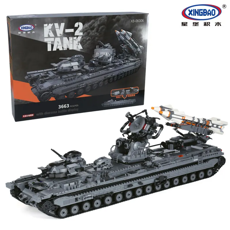 XingBao 06006 3663 шт. Творческий Мпц военные серии KV-2 бак набор образования детей