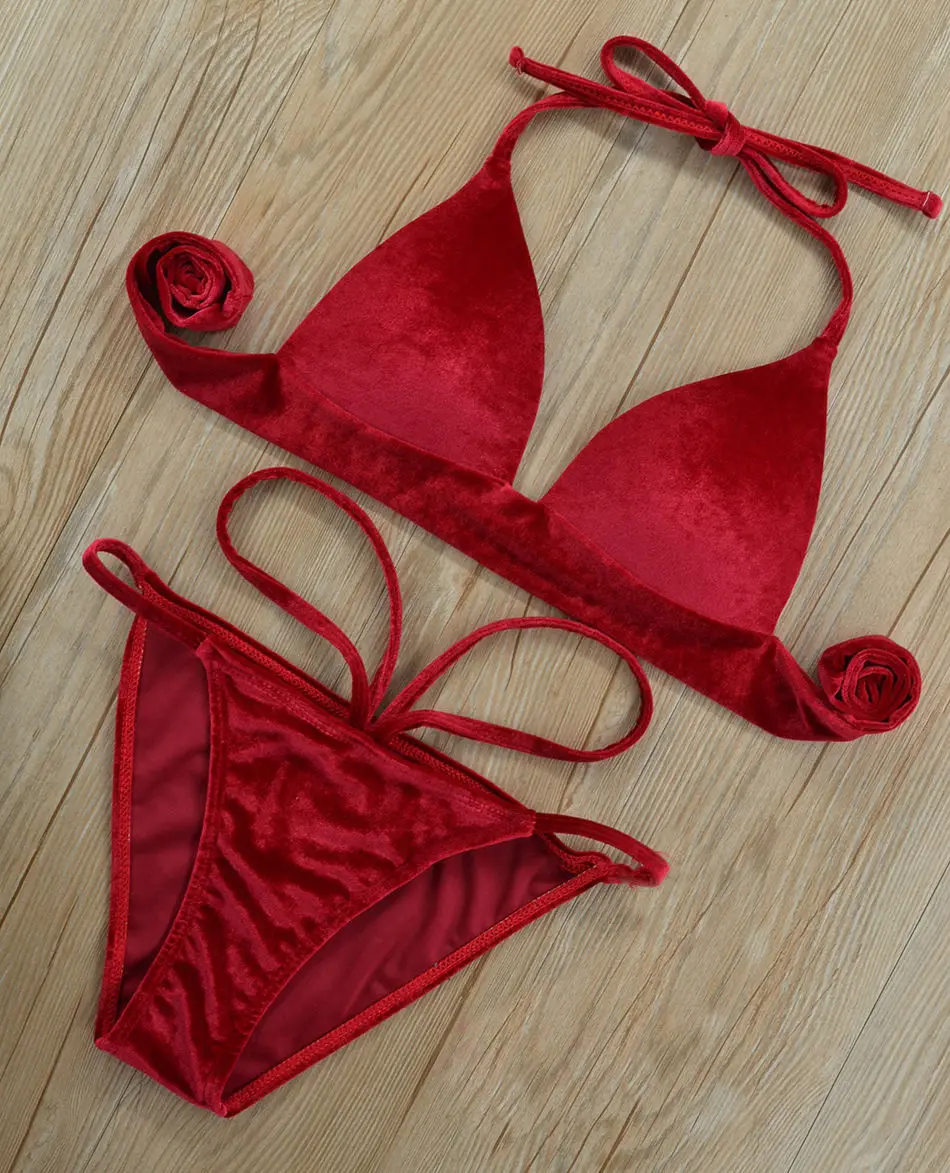 Новый сексуальный бандажный Женский комплект бикини на шнуровке с пуш ап