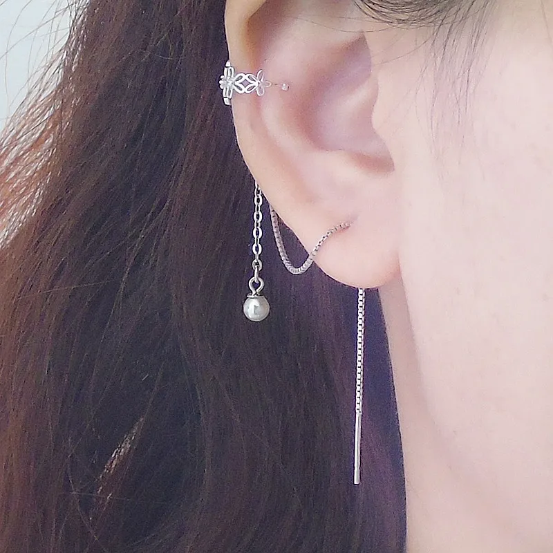 Зажим для ушей из серебра s925 пробы с цветком уникальная износостойкая заколка