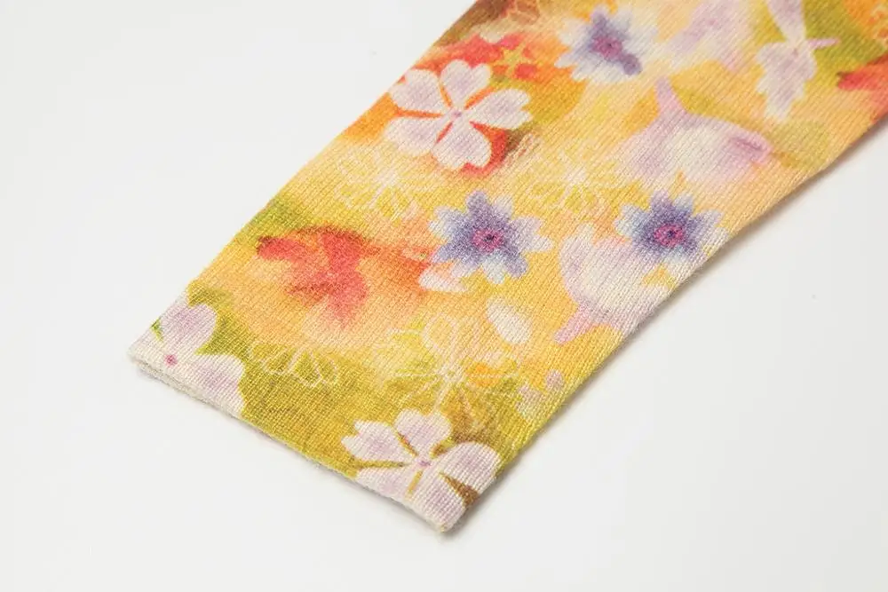 100% кашемировый свитер для женщин Осень-зима вязаный пуловер с цветочным принтом