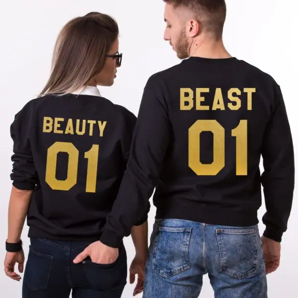 Beauty Beast 01 одинаковые пары свитшоты женские топы мужские унисекс длинный рукав