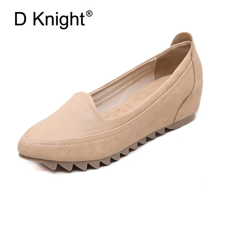 

Ladies Casual Slip-on Wedge Shoes Vintage Plain Solid Pointed Toe Shallow Mouth Wedges For Women Comfortable Mother Shoes 33-42