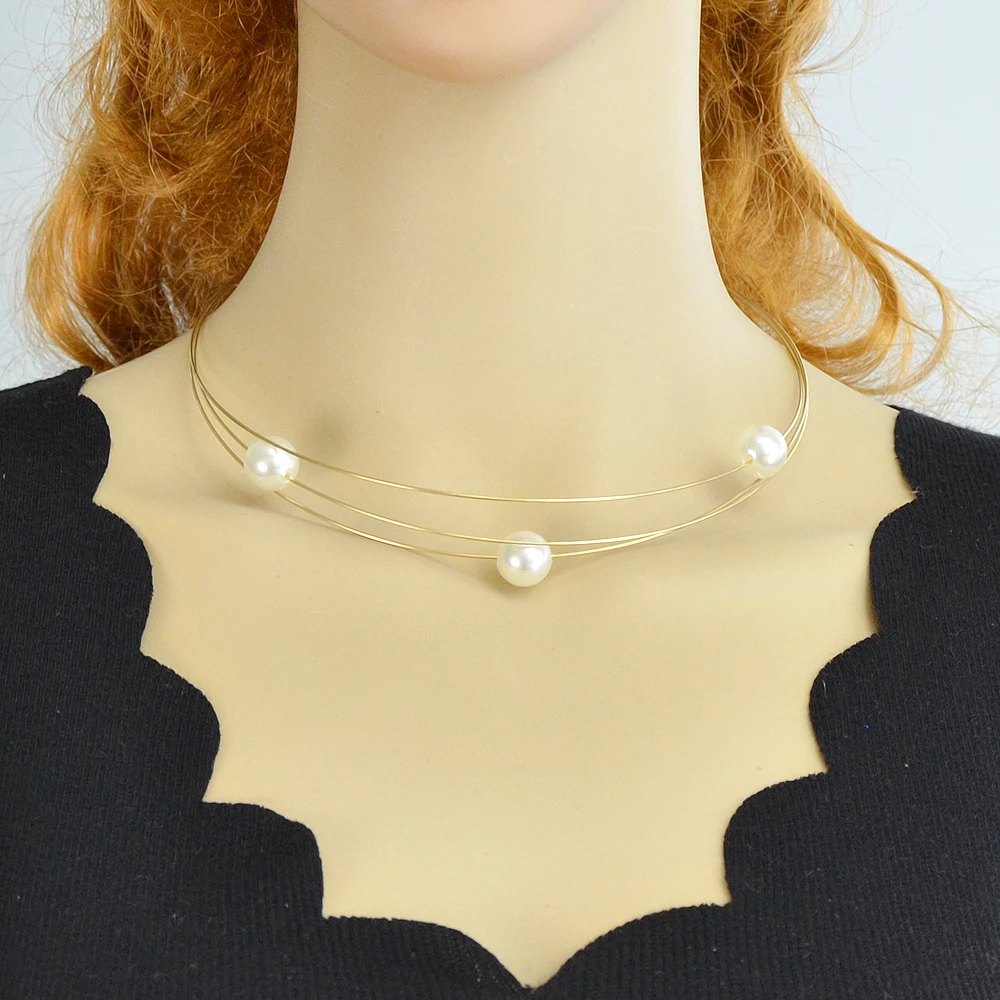 Joywish Gold-Color Silver Color Multi Layer Chain With Simulated-pearl Choker Necklace For Women Accessories Jewelry | Украшения и