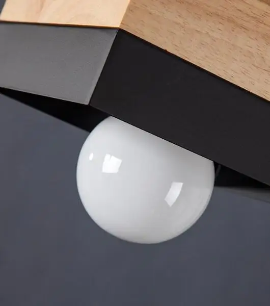 Черный белый дуб дерево железо Круглый квадратный подвесной светильник шнур