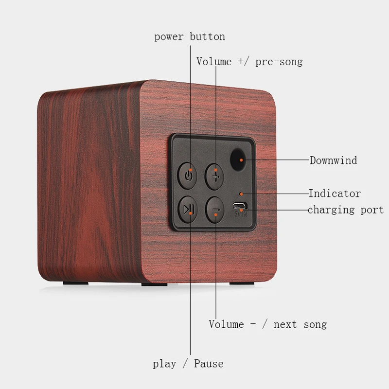 Queenview Wooden Wireless Bluetooth Speaker Mini Portable HiFi Speakers Strong Bass caixa de som Soundbar Music Soundbox Altavoz |