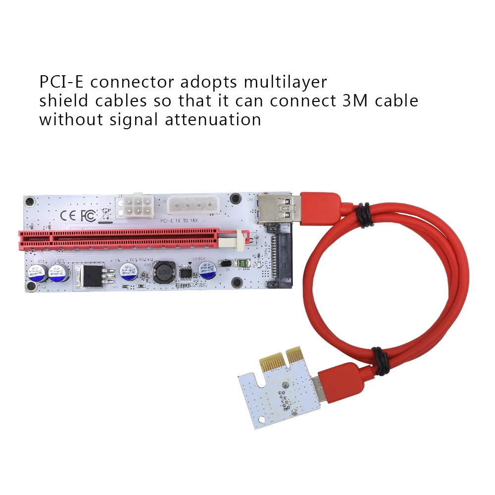 TISHRIC Riser Card 008s VER008S 3 в 1 Molex 4Pin SATA 6PIN PCIE PCI E Express Adapter 1X 16X USB3.0 Extender Miner| |