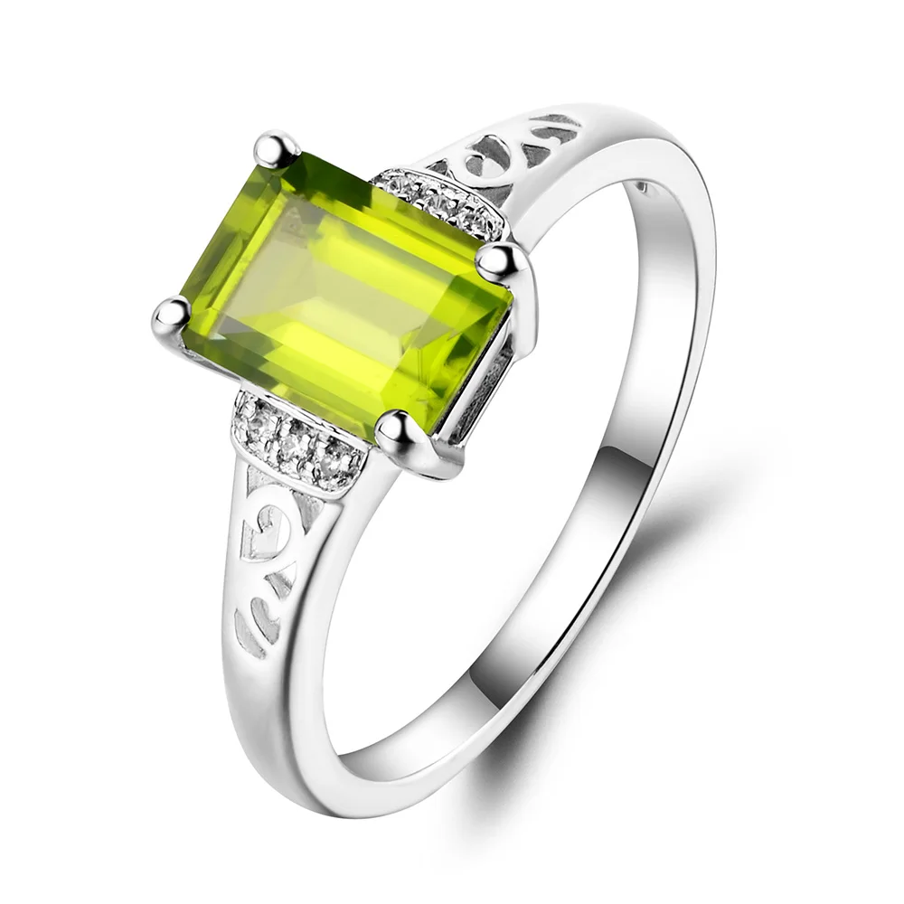 Кольцо из натурального зеленого перидота Leige Jewelry для помолвки с эмалью из рубина, камня рождения августа, на основе 925 стерлингового серебра.
