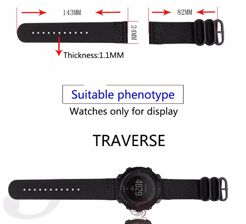 Умный ремешок для часов 24 мм для Suunto TRAVERSE качество Nato нейлоновый ремешок для часов 3 кольца со стальной пряжкой