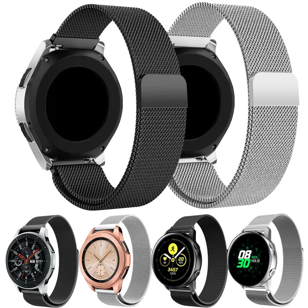 Магнитный Миланский Браслет 20 мм 22 ремешок из нержавеющей стали для Samsung Gear Sport S3 S2