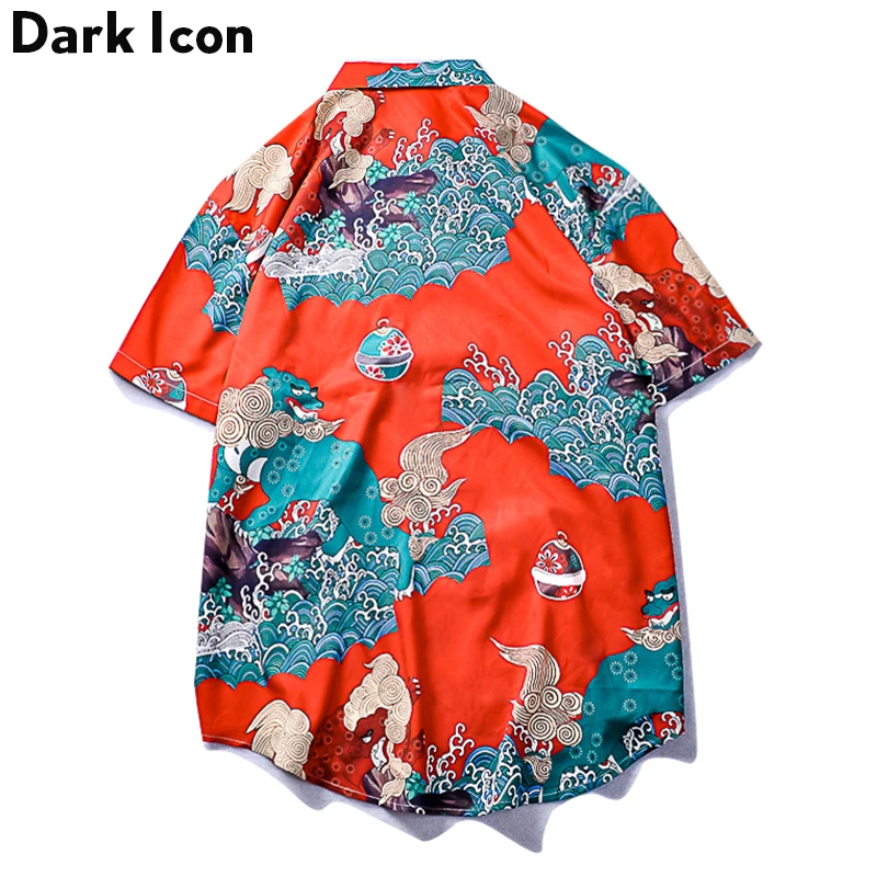 Рубашка Dark Icon мужская с китайским традиционным принтом рубашка коротким рукавом
