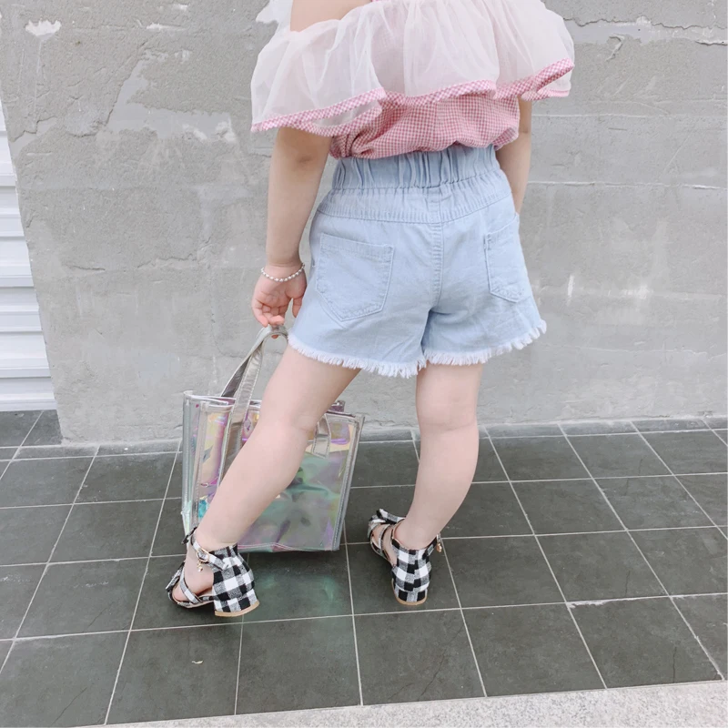 Малышей джинсовые шорты лето новый блесток модные для детская одежда девочек