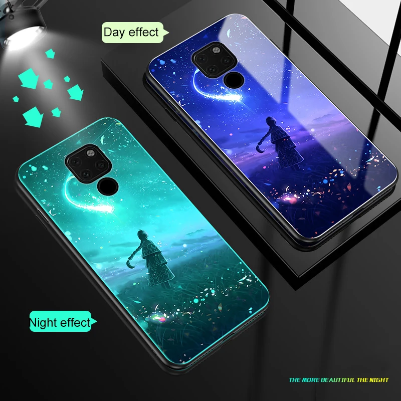 Светящийся чехол для Huawei P20 Lite Pro Mate 20 20X Nova 3 3i 3e 2s 9 H из закаленного стекла с