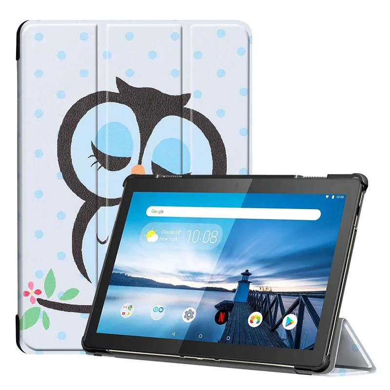 Чехол из искусственной кожи для lenovo Tab M10 TB-X605F TB-X605L, Тонкий Магнитный чехол-подставка для планшета lenovo M10, чехол+ ручка-пленка - Цвет: MTY