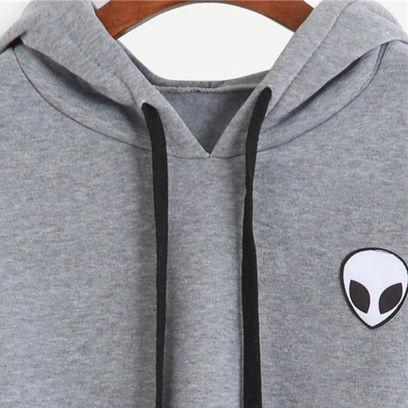 Женская толстовка с капюшоном Alien однотонная Свободная Толстовка длинным