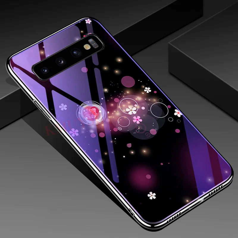 2 Покрытие Стекло чехол для samsung Galaxy A70 A50 A30 A10 M20 S10E S9 S8 S10 Plus Note 9 чехол синий светильник Стекло принципиально Капа - Цвет: 2