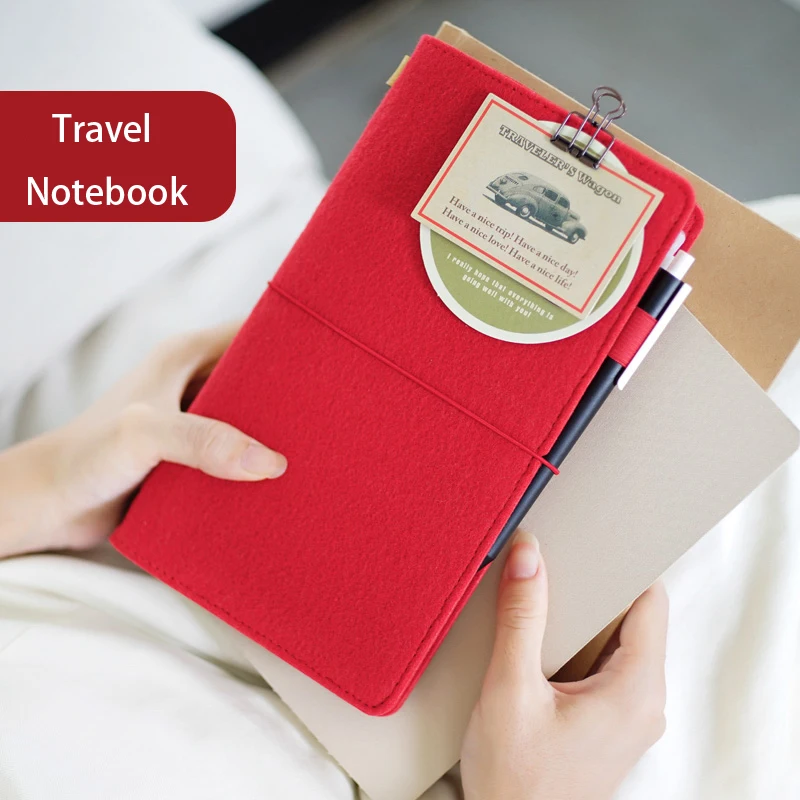 

Wool Felt Cover Traveler's Notebook Travel Diary Journal Notepad Planner Memos Notebooks Gifts Free Lettering Embosse