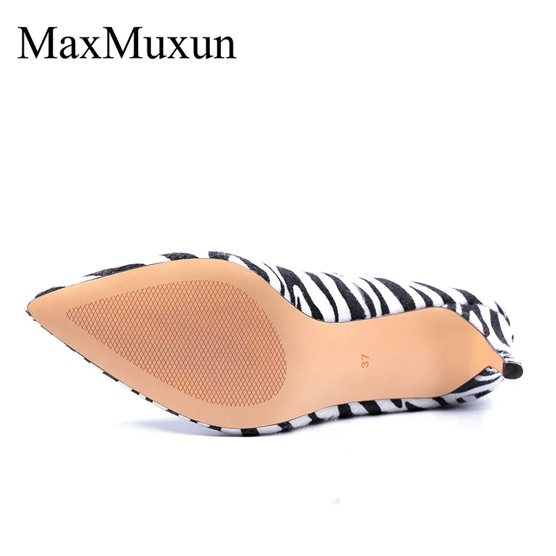 Туфли лодочки MaxMuxun женские на высоком каблуке 7 см с принтом зебры|Женские туфли| |