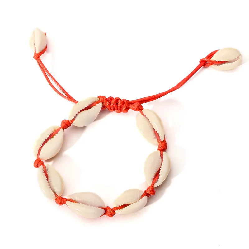 

Fashion Shell Rope Charm Bracelets for Women Hand Chain Jewelry Colorful Handwoven Bohemian Natural Seashell Bracelet Femme