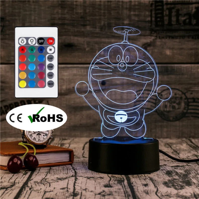 3D светодиодное освещение креативный подарок ночник настольная лампа Doraemon