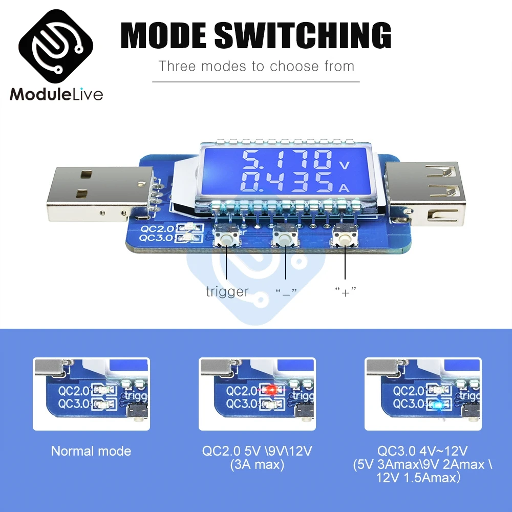 USB детектор ЖК цифровой дисплей измеритель напряжения тока тестер быстрое