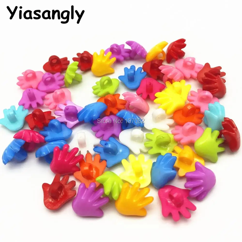 

200pcs Lovely 14mm Hand Shape Resin Shank Buttons Sewing Aceesories Dress Button