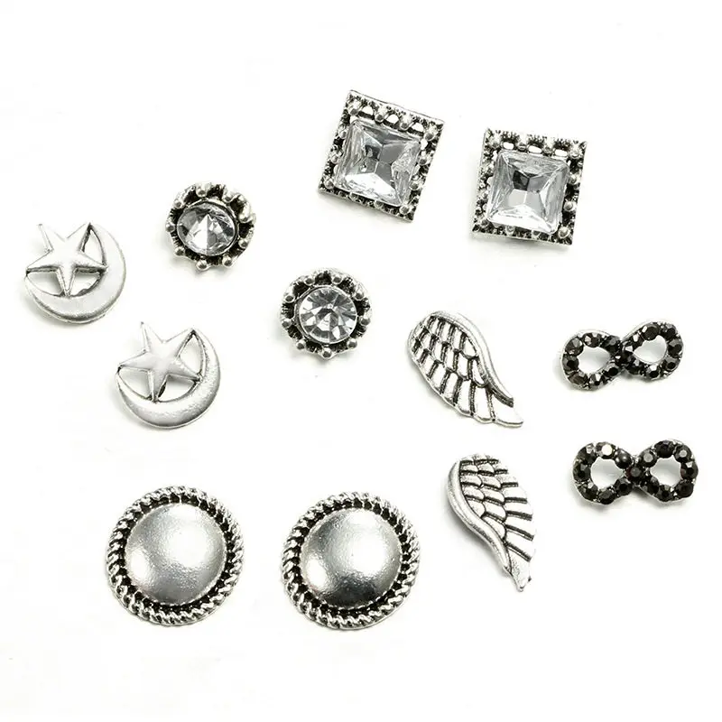 6 пар/уп. Ретро Винтажные геометрические серьги-гвоздики в форме крыла с