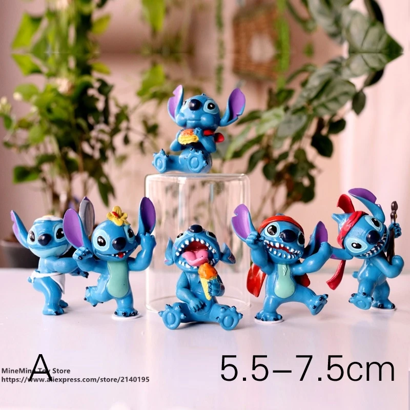DISNEY Лило и Стич 12 шт./компл. 5,5-7,5 см фигурку положения коллекция украшений аниме фигурка игрушки модели для детей подарок - Цвет: A