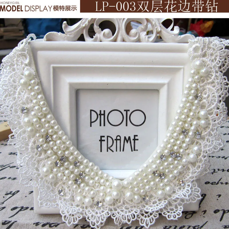 lp003white Новые женские подвески ювелирные изделия бусы с подвесками из хрусталя воротники нагрудник массивные винтажные кружевные бусины из перламутра Поддельный Воротник Ожерелье - Окраска металла: lp003white