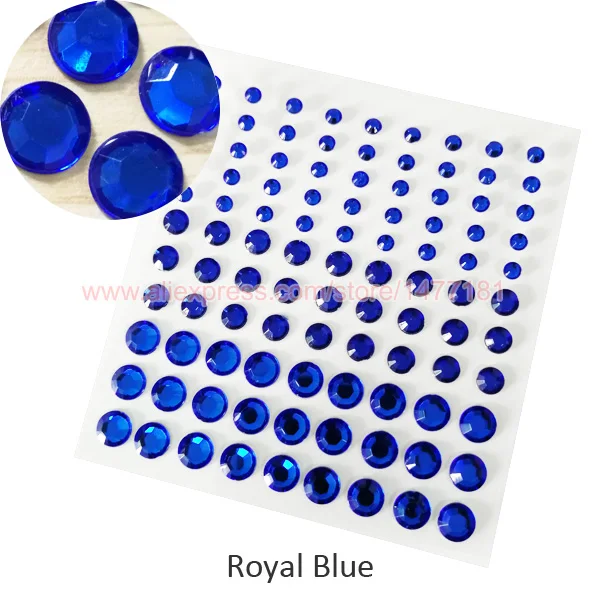 4 6 8mm Royal Blue 2 листа) 99 шт. круглые 4 мм 6 мм 8 мм акриловые стразы наклейки в виде драгоценных камней самоклеющиеся липкие хрустальные диаманты DIY украшения - Цвет: 4 6 8mm Royal Blue