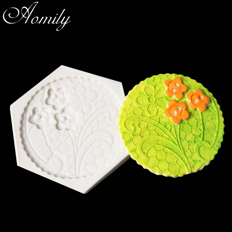 Aomily DIY Cake Fondant Hexagonal Flowers Embossed Silicone Mold Decorating Tools Cookies Chocolate Mould Bakeware | Дом и сад