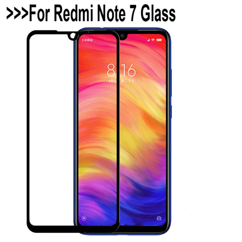 Funda completa de vidrio templado para Xiaomi Redmi Note 7, Protector de pantalla, pegamento completo, cristal de seguridad para Xiaomi Redmi Note 7-1