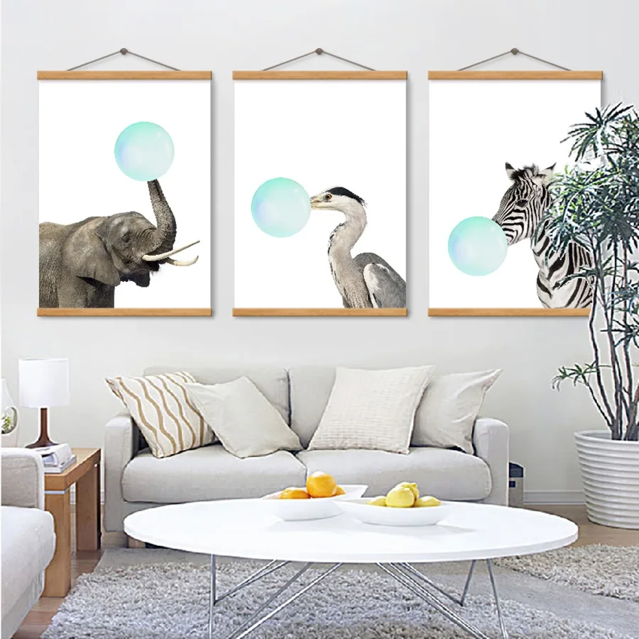 Настенная картина в рамке с изображением зебры слона животного выдувного