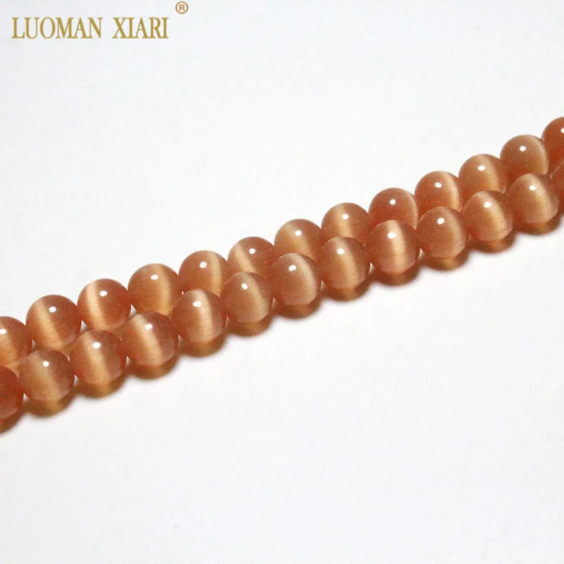 orange Торговля ААА, белый, фиолетовый, розовый, цвета: черный, зеленый, солнцезащитные очки "кошачий глаз" круглые Натуральный камень бусины для самостоятельного изготовления ювелирных изделий браслет Цепочки и ожерелья 6/8/10 мм - Цвет: orange