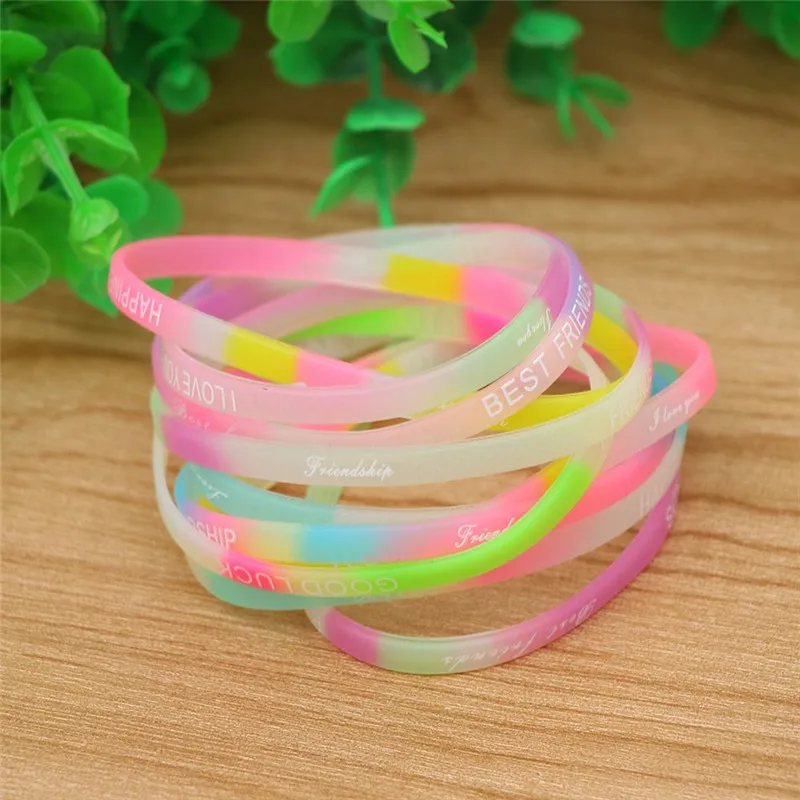 Флуоресцентные светящиеся браслеты с надписью 10 шт./партия резиновый обруч для
