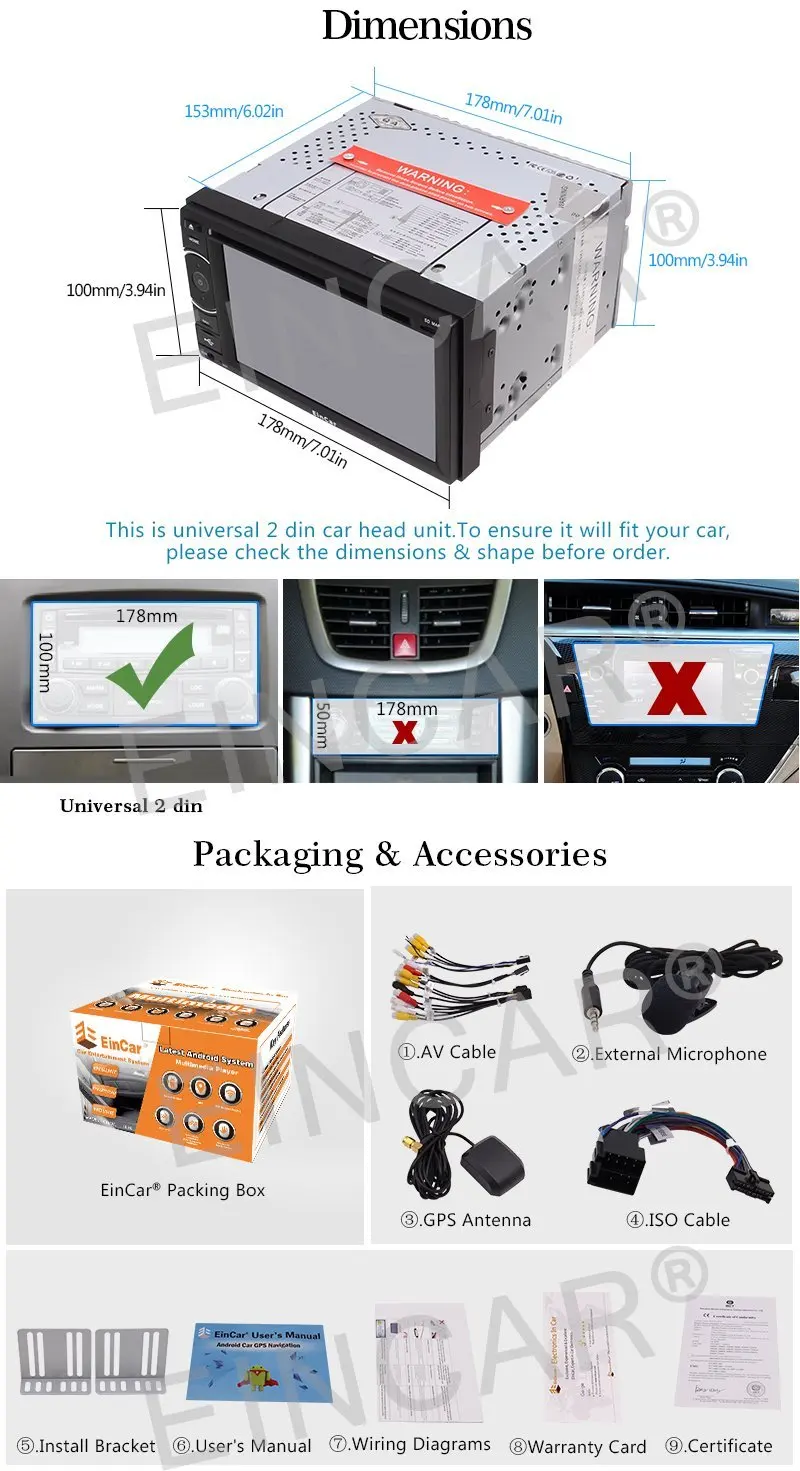 Android 6 0 автомобильный стерео с беспроводной резервной камерой 2 Din Радио сенсорный